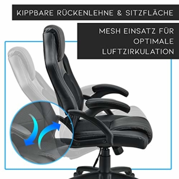 ArtLife Racing Schreibtischstuhl Montreal ergonomisch höhenverstellbar & gepolstert 120 kg belastbar Bürostuhl Drehstuhl PC Gaming Stuhl – schwarz - 4