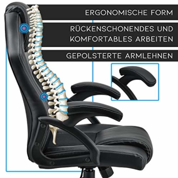 ArtLife Racing Schreibtischstuhl Montreal ergonomisch höhenverstellbar & gepolstert 120 kg belastbar Bürostuhl Drehstuhl PC Gaming Stuhl – schwarz - 6