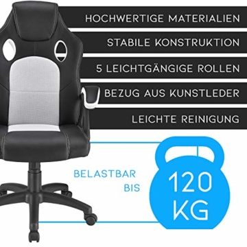 ArtLife Racing Schreibtischstuhl Montreal weiß | Armlehnen gepolstert & ergonomische Rückenlehne | Bürostuhl Drehstuhl Gaming-Stuhl - 2