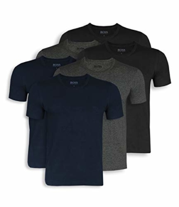 BOSS Hugo Herren T-Shirts Business Shirts Crew Neck 50325887 6er Pack, Größe:M, Artikel:-497 Blue/Grey/Black - 