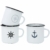 com-four® 3X Emaille Deko-Becher aus emaliertem Stahl in 3 verschiedenen maritimen Designs - Kaffeetasse für Outdoor und Camping - 350 ml - 8