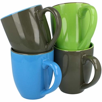 com-four® 4x Kaffeebecher in verschiedene Farben, 300 ml, Porzellan, Kaffeetasse, Kaffeepott (04 Stück - blau/grau/grün) - 5