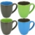 com-four® 4x Kaffeebecher in verschiedene Farben, 300 ml, Porzellan, Kaffeetasse, Kaffeepott (04 Stück - blau/grau/grün) - 1