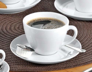 Esmeyer Kaffee-Tassen Bistro 0,20l mit Untertasse 12-teilig, Porzellan, Weiß, 31.5 x 18 x 12 cm - 3