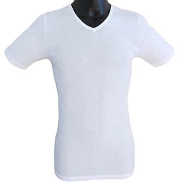 HERMKO 4880 4er Pack Herren Business Kurzarm Unterhemd mit V-Ausschnitt, Größe:D 4 = EU S, Farbe:weiß - 4