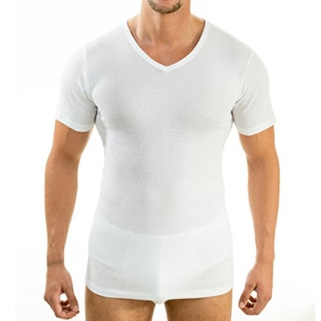 HERMKO 4880 4er Pack Herren Business Kurzarm Unterhemd mit V-Ausschnitt, Größe:D 4 = EU S, Farbe:weiß - 1