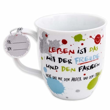 H:)PPY life 45357 Kaffeebecher mit Dekor Freude, Geschenktasse, Porzellan, 40 cl - 2