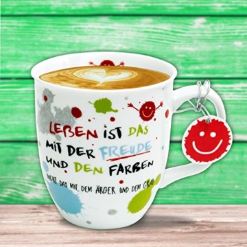 H:)PPY life 45357 Kaffeebecher mit Dekor Freude, Geschenktasse, Porzellan, 40 cl - 4