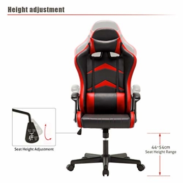 IntimaTe WM Heart Gaming Stuhl, Bürostuhl mit verstellbarem Kopfkissen und Lendenkissen, Ergonomischer Schreibtischstuhl, Racingstuhl Mir hoher Rückenlehne (Rot) - 3