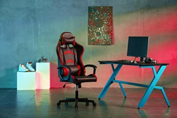 IntimaTe WM Heart Gaming Stuhl, Bürostuhl mit verstellbarem Kopfkissen und Lendenkissen, Ergonomischer Schreibtischstuhl, Racingstuhl Mir hoher Rückenlehne (Rot) - 6