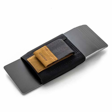 JAIMIE JACOBS Minimalist Wallet Nano Boy Pocket Mini Geldbörse aus Textil mit Zugband schmaler Kartenhalter für Herren und Damen (Büffelleder Hellbraun) - 2