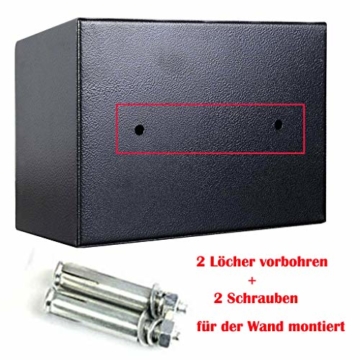 Klein Elektronik Safe Tresor mit zahlenschloss und 2 Notschlüssel Wasserdichte Sicherheitsbox Wandtresor Schwarz 23 x 17 x 17 cm - 4