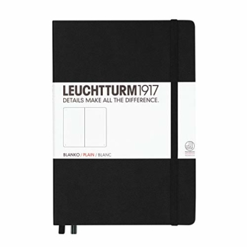 LEUCHTTURM1917 311333 Notizbuch Medium (A5), Hardcover, 251 nummerierte Seiten, Schwarz, blanko - 1