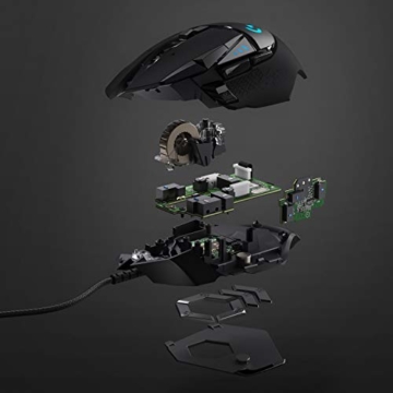 Logitech G502 HERO High-Performance Gaming-Maus, HERO 16000 DPI Optischer Sensor, RGB-Beleuchtung, Gewichtstuning, 11 Programmierbare Tasten, Anpassbare Spielprofile, PC/Mac - Deutsche Verpackung - 9