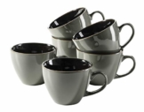 MÄSER 931518 Serie Scuro Cappuccino-Tassen-Set aus Keramik für 6 Personen, Milchkaffeetassen, Jumbo Kaffeetassen, 450 ml, Grau Steinzeug - 1