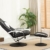 MCombo Relaxsessel Gaming Racing Sessel Fernsehsessel kippbar verstellbar Dreh mit Fußhocker Kunstleder Schwarzweiß - 2