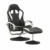 MCombo Relaxsessel Gaming Racing Sessel Fernsehsessel kippbar verstellbar Dreh mit Fußhocker Kunstleder Schwarzweiß - 1