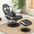 MCombo Relaxsessel Gaming Racing Sessel Fernsehsessel kippbar verstellbar Dreh mit Fußhocker Kunstleder Schwarzweiß - 7