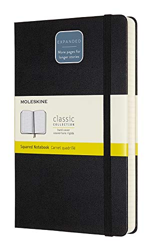 Moleskine - Klassisches Notizbuch mit Punktraster und Zusatzseiten - Hardcover mit elastischem Verschlussband - Farbe Schwarz - Größe A5 13 x 21 - 400 Seiten - 4
