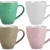 My-goodbuy24 XXL Kaffeebecher Set | 4 Stück | 400ml | Keramik | Strukturdesign | in den Farben türkis, weiß, Hellbraun, rosa - Ideal für Ihr liebsten morgendlichen Kaffeegenuß - 1