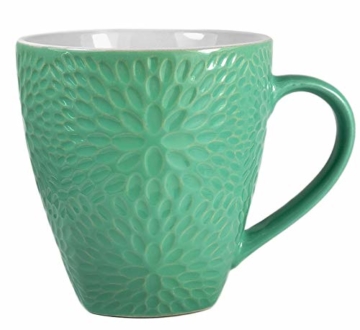My-goodbuy24 XXL Kaffeebecher Set | 4 Stück | 400ml | Keramik | Strukturdesign | in den Farben türkis, weiß, Hellbraun, rosa - Ideal für Ihr liebsten morgendlichen Kaffeegenuß - 7