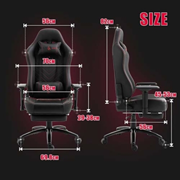 Play Haha Ergonomischer Gaming-Stuhl Racing-Stil Bürostuhl mit großer hoher Rückenlehne und gepolsterter Armlehne 666 rot - 5