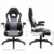SONGMICS Gamingstuhl, Racing Chair, Schreibtischstuhl mit hoher Rückenlehne, Bürostuhl, höhenverstellbar, hochklappbare Armlehnen, Wippfunktion, für Gamer, schwarz-grau-weiß OBG28G - 6