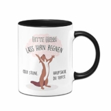 Tassenbrennerei Eichhörnchen Tasse mit Spruch Bitte Herr! Lass Hirn Regnen oder Steine - Kaffeetasse lustig - Dumme Menschen - Spülmaschinenfest (Schwarz) - 1