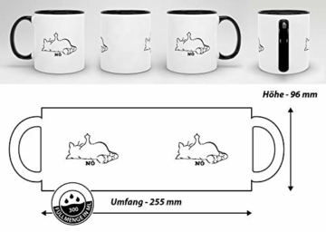 Tassendruck Katzen-Tasse mit Spruch Nö - Cat/Tier/Geschenk-Idee/Fellnase/Innen & Henkel Schwarz - 5