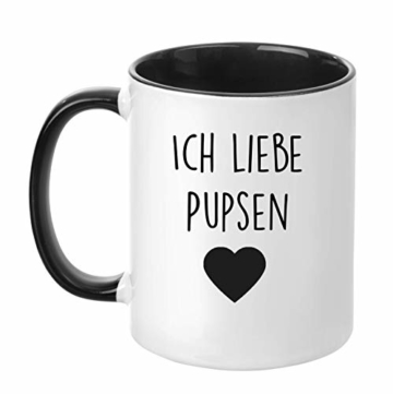 TassenTicker - Ich Liebe Pupsen - Tasse - Kaffeetasse - 4 Farben Auswahl - (Schwarz) - 1