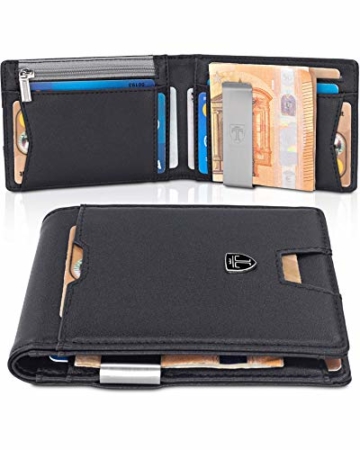 TRAVANDO Geldbeutel Männer mit Geldklammer Stockholm Slim Portemonnaie Wallet Portmonaise Herren Geldbörse Geldtasche klein Portmonee RFID Schutz Kreditkartenetui Brieftasche Kartenetui Geschenk - 1