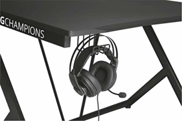 Trust Gaming Tisch - GXT 711 Dominus Ergonomischer Gaming Schreibtisch mit Kabelmanagementsystem, Headset- und Getränkehalter - 9
