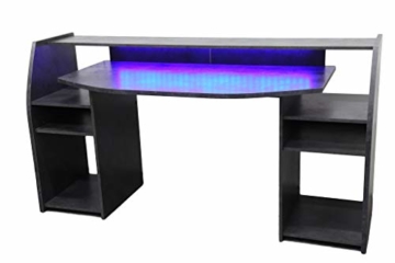 Wohnorama Gaming Tisch Schreibtisch inkl. LED RGB Beleuchtung, Setup Gamer Ablagen, Ultra Wide TV Monitor geeignet - 3