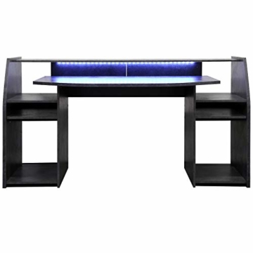 Wohnorama Gaming Tisch Schreibtisch inkl. LED RGB Beleuchtung, Setup Gamer Ablagen, Ultra Wide TV Monitor geeignet - 4