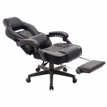 Wolmic Racing Stil Gaming-Stuhl mit Fußstütze E-Sports Höhe Rücken Ergonomischer Computer Schreibtisch Leder Bürostuhl mit Verstellbarer und gepolsterter Kopfstütze (9015Schwarz) - 6