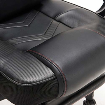 Wolmic Racing Stil Gaming-Stuhl mit Fußstütze E-Sports Höhe Rücken Ergonomischer Computer Schreibtisch Leder Bürostuhl mit Verstellbarer und gepolsterter Kopfstütze (9015Schwarz) - 7