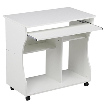 Yaheetech mobiler Schreibtisch Computertisch Arbeitstisch PC-Tisch Büromöbel mit 4 Ablageflächen Weiß - 2