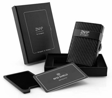 ZNAP Kreditkartenetui mit Geldklammer Aluminium und Münzfach - RFID Schutz - Slim Wallet Carbon - Kartenetui, Kreditkarten Etuis, Geldbörse - bis 12 Karten - Geld Clip von SLIMPURO - 7