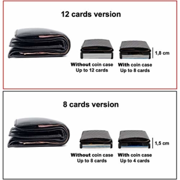 ZNAP Kreditkartenetui mit Geldklammer Aluminium und Münzfach - RFID Schutz - Slim Wallet Carbon - Kartenetui, Kreditkarten Etuis, Geldbörse - bis 12 Karten - Geld Clip von SLIMPURO - 8
