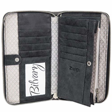 Zwei Eva EV2 Reißverschluss Geldbörse Portemonnaie Geldbeutel Brieftasche, black - 3