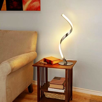Albrillo Spiral LED Tischlampe aus Aluminium, Moderne Tischleuchte warmweiß mit 1.5 m Kabel Perfekt für Schlafzimmer Wohnzimmer - 2