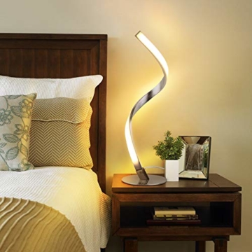 Albrillo Spiral LED Tischlampe aus Aluminium, Moderne Tischleuchte warmweiß mit 1.5 m Kabel Perfekt für Schlafzimmer Wohnzimmer - 3