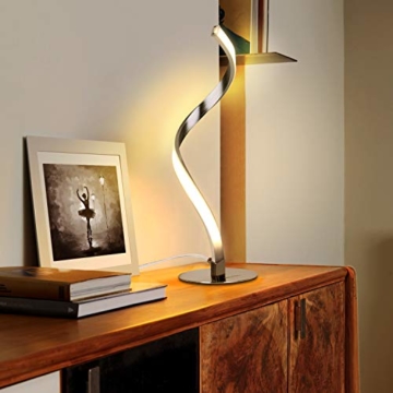 Albrillo Spiral LED Tischlampe aus Aluminium, Moderne Tischleuchte warmweiß mit 1.5 m Kabel Perfekt für Schlafzimmer Wohnzimmer - 6