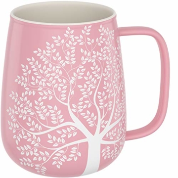 amapodo Kaffeetasse groß aus Porzellan mit Henkel 600ml Jumbotasse XXL Keramik Kaffeebecher Rosa Geschenke für Frauen Männer - 1