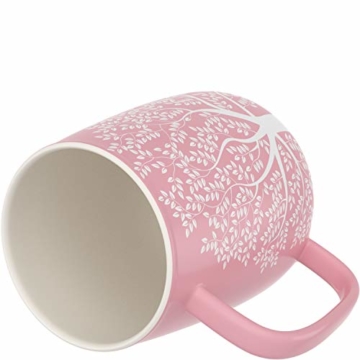 amapodo Kaffeetasse groß aus Porzellan mit Henkel 600ml Jumbotasse XXL Keramik Kaffeebecher Rosa Geschenke für Frauen Männer - 6