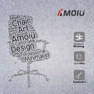 Amoiu Bürostuhl, ergonomischer Schreibtischstuhl Chefsessel mit gepolsterten Armlehnen und Kopfunterstützung,Höheverstellbar 360°Bürodrehstuhl Stoff Drehstuhl (Grau Stoff) - 5