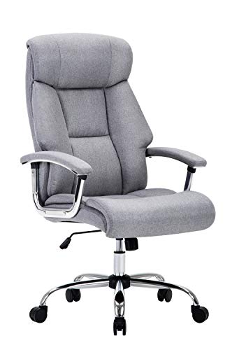 Amoiu Bürostuhl, ergonomischer Schreibtischstuhl Chefsessel mit gepolsterten Armlehnen und Kopfunterstützung,Höheverstellbar 360°Bürodrehstuhl Stoff Drehstuhl (Grau Stoff) - 1