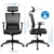amzdeal Bürostuhl Ergonomischer Chefsessel Computerstuhl Schreibtischstuhl mit Einstellbarer Kopfstütze, Drehstuhl mit Armlehnen und Rückenlehnen - 3