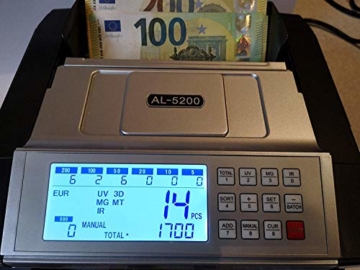 Banknotenzähler Geldzählmaschine Geldscheinzähler Wertzähler Geldzähler Geldscheinprüfer erkennt alle neue 100 und 200 EUR - 5