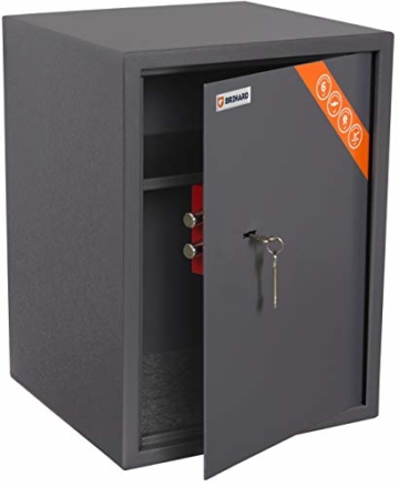 Brihard Business XL Tresor Safe mit Schlüssel-Schloss, 50x35x36cm (HxWxD), Titan Grau - 5